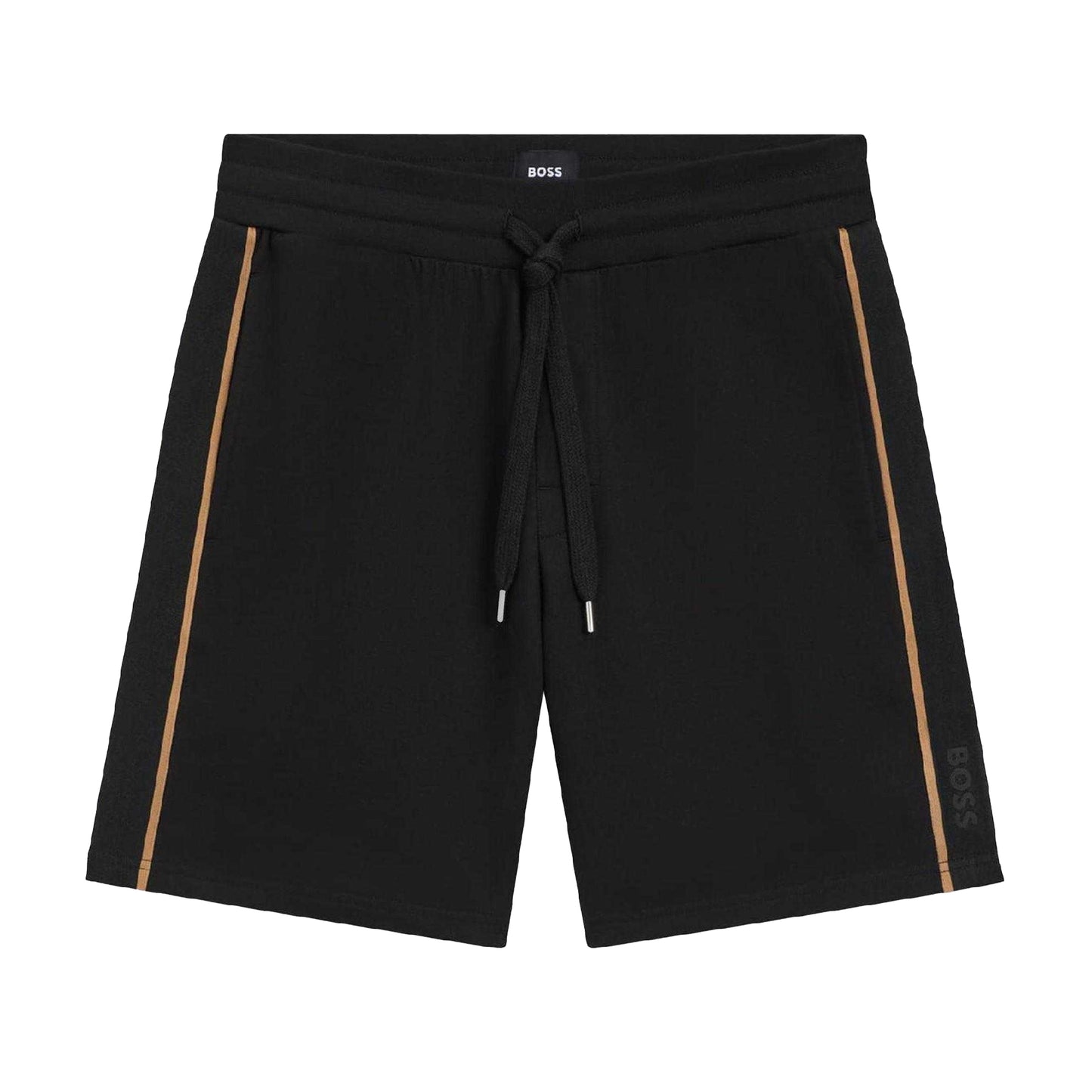 Black - Front - Boss Mens Cotton Tape Straight Shorts