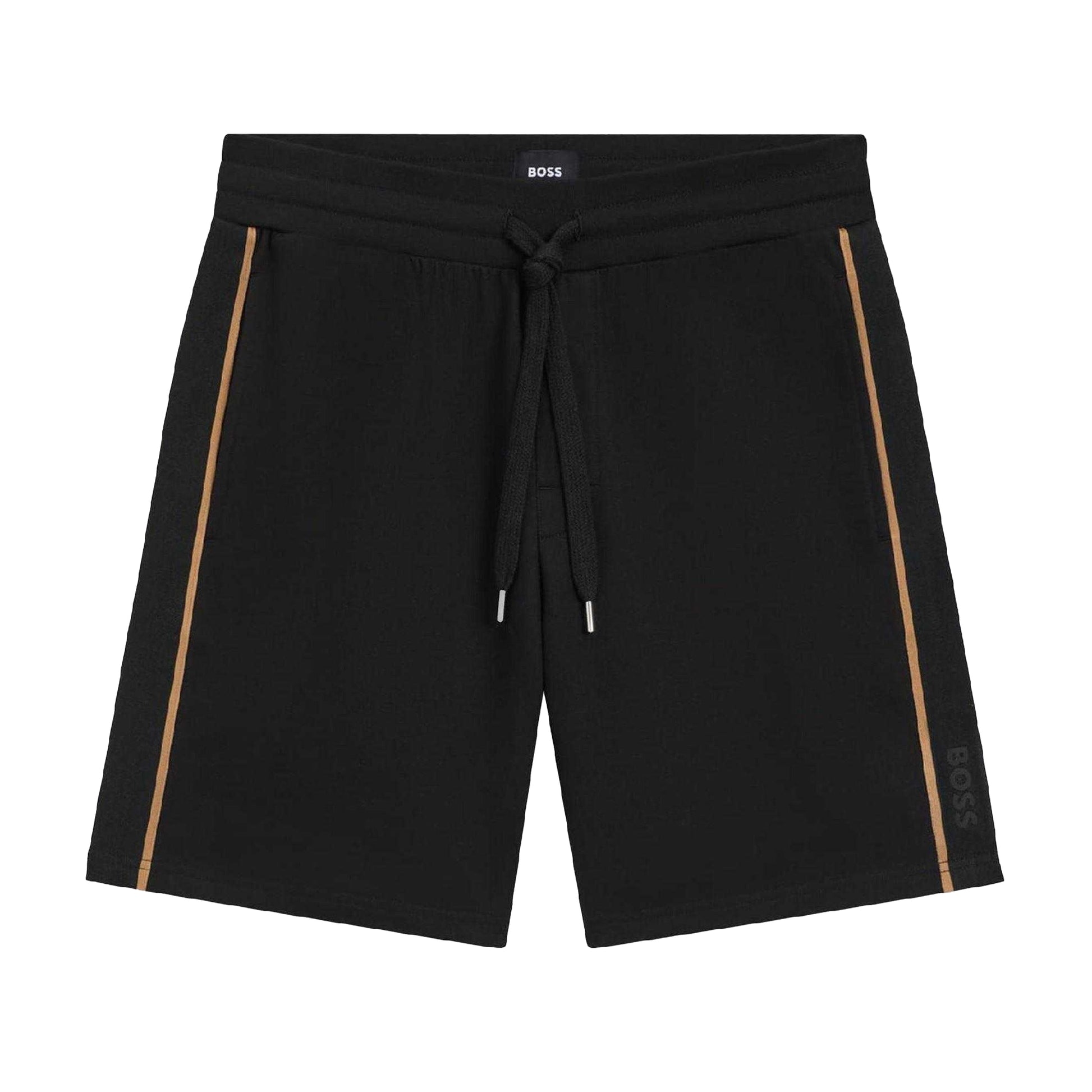 Black - Front - Boss Mens Cotton Tape Straight Shorts