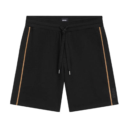 Black - Front - Boss Mens Cotton Tape Straight Shorts