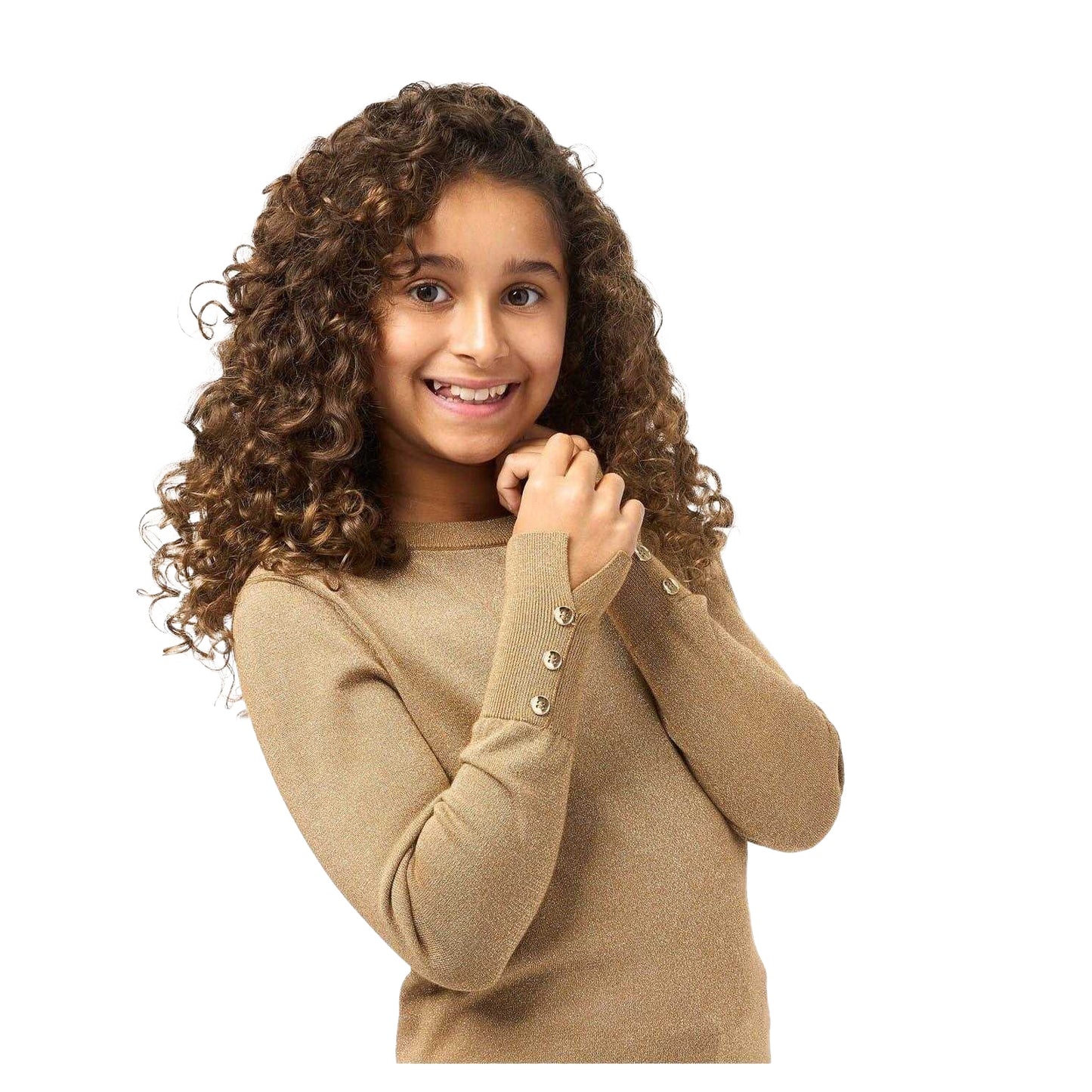 Gold - Side - Biba Girls Shimmer Jumper