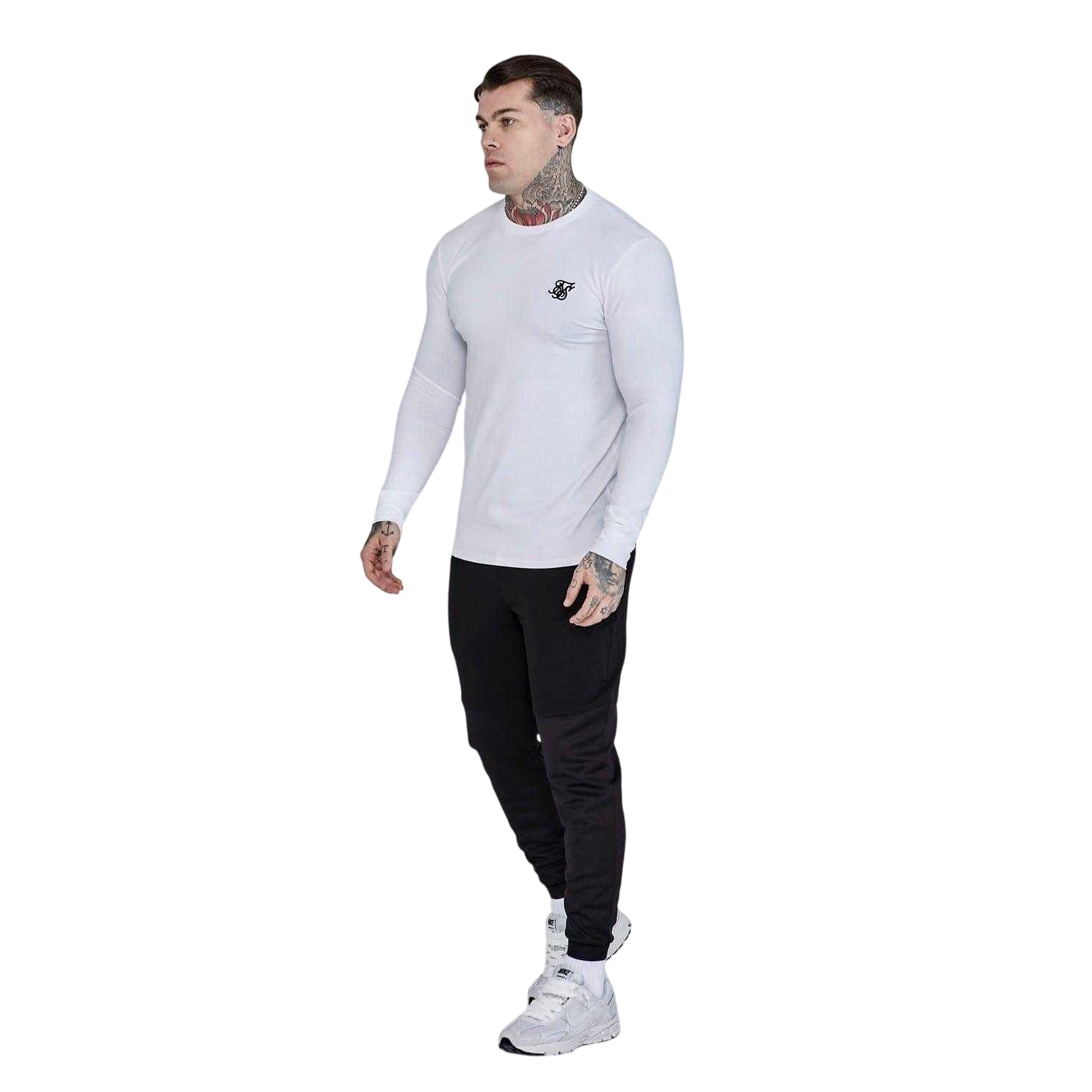 White - Side - SikSilk Mens Essentials Casual T-Shirt