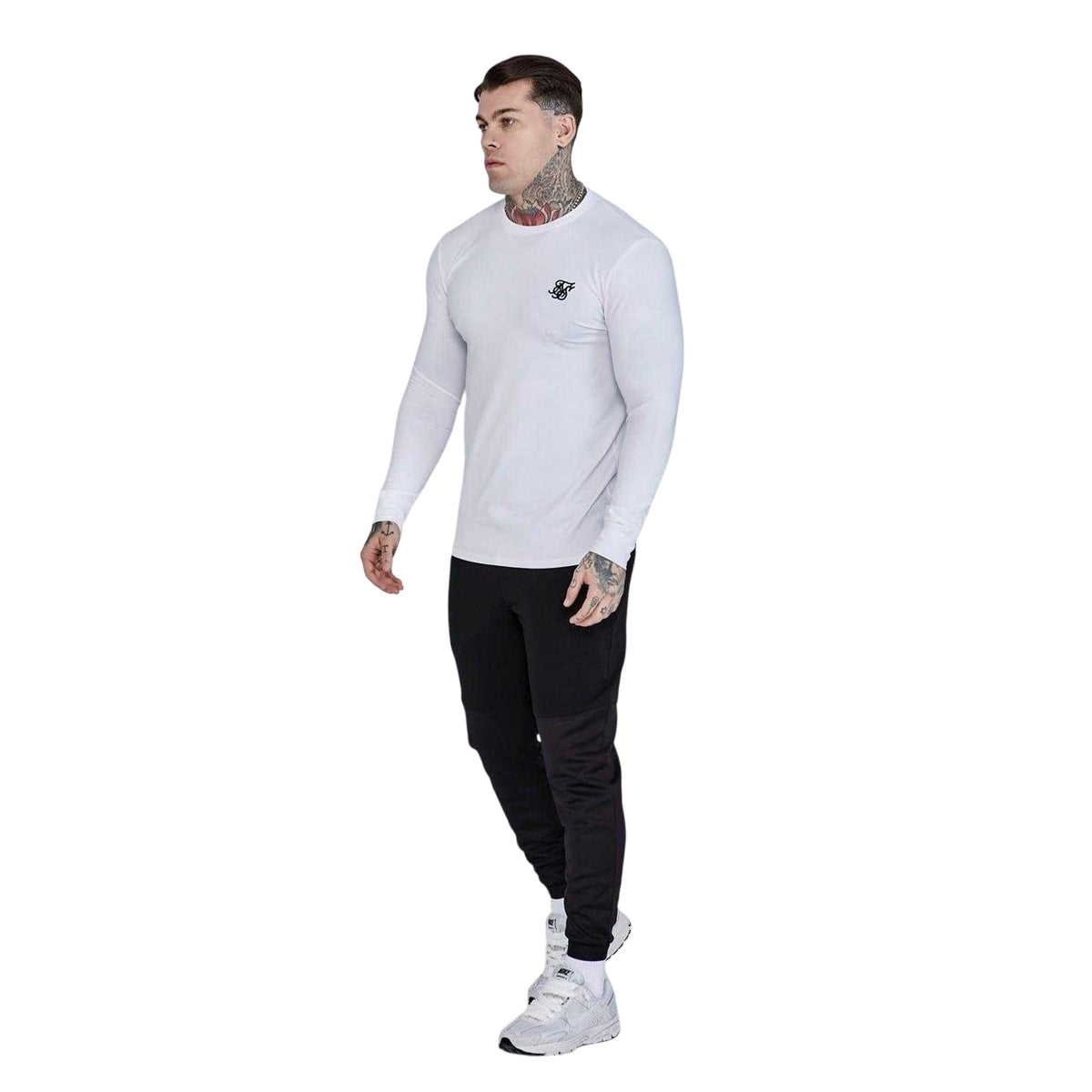 White - Side - SikSilk Mens Essentials Casual T-Shirt