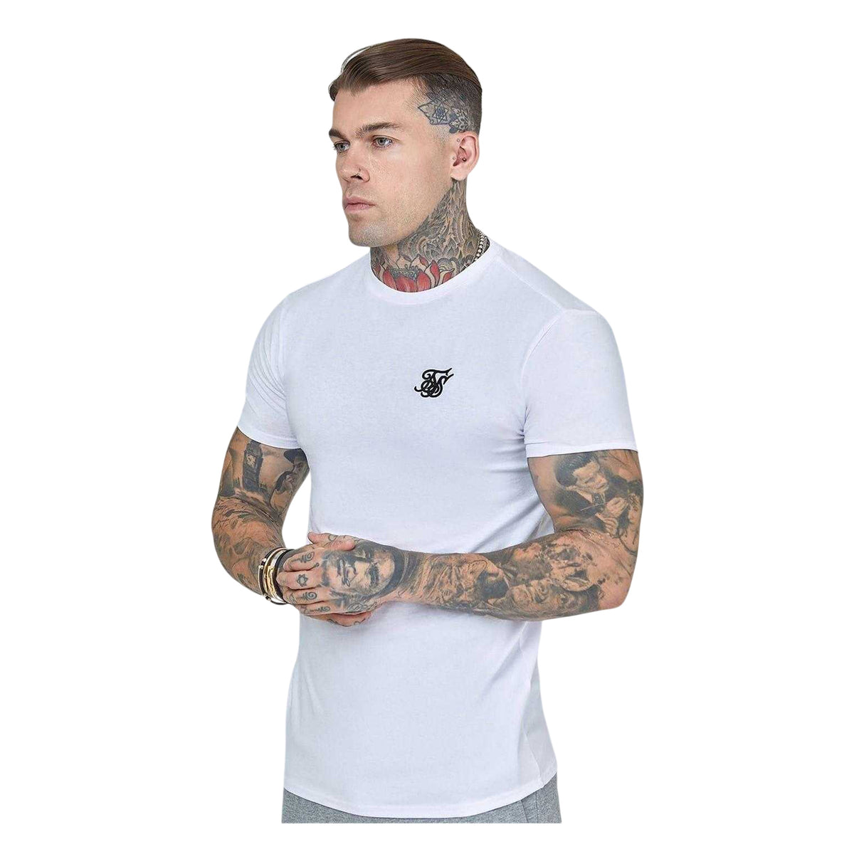 White - Front - SikSilk Mens Essentials Casual T-Shirt
