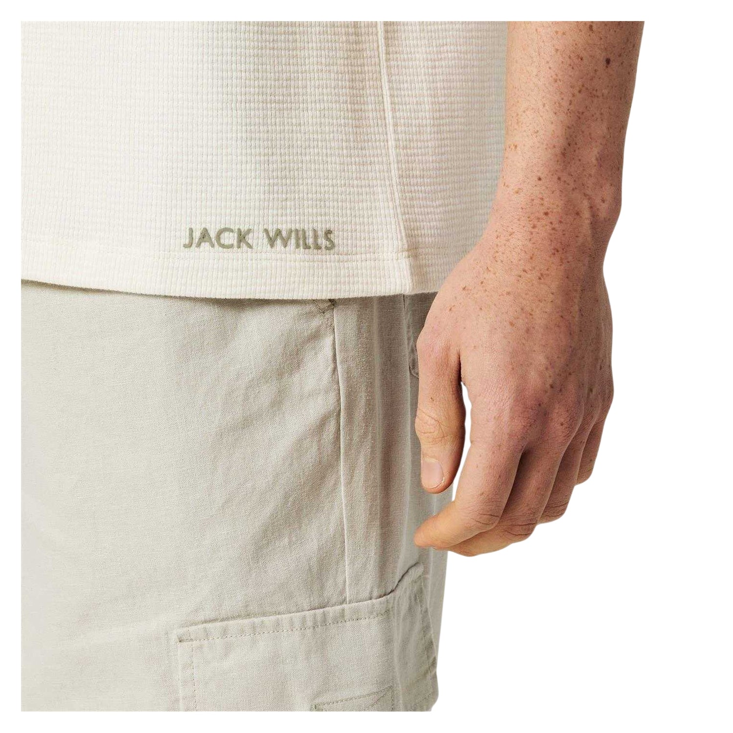 Bone - Side - Jack Wills Mens Textured Regular Vest Top