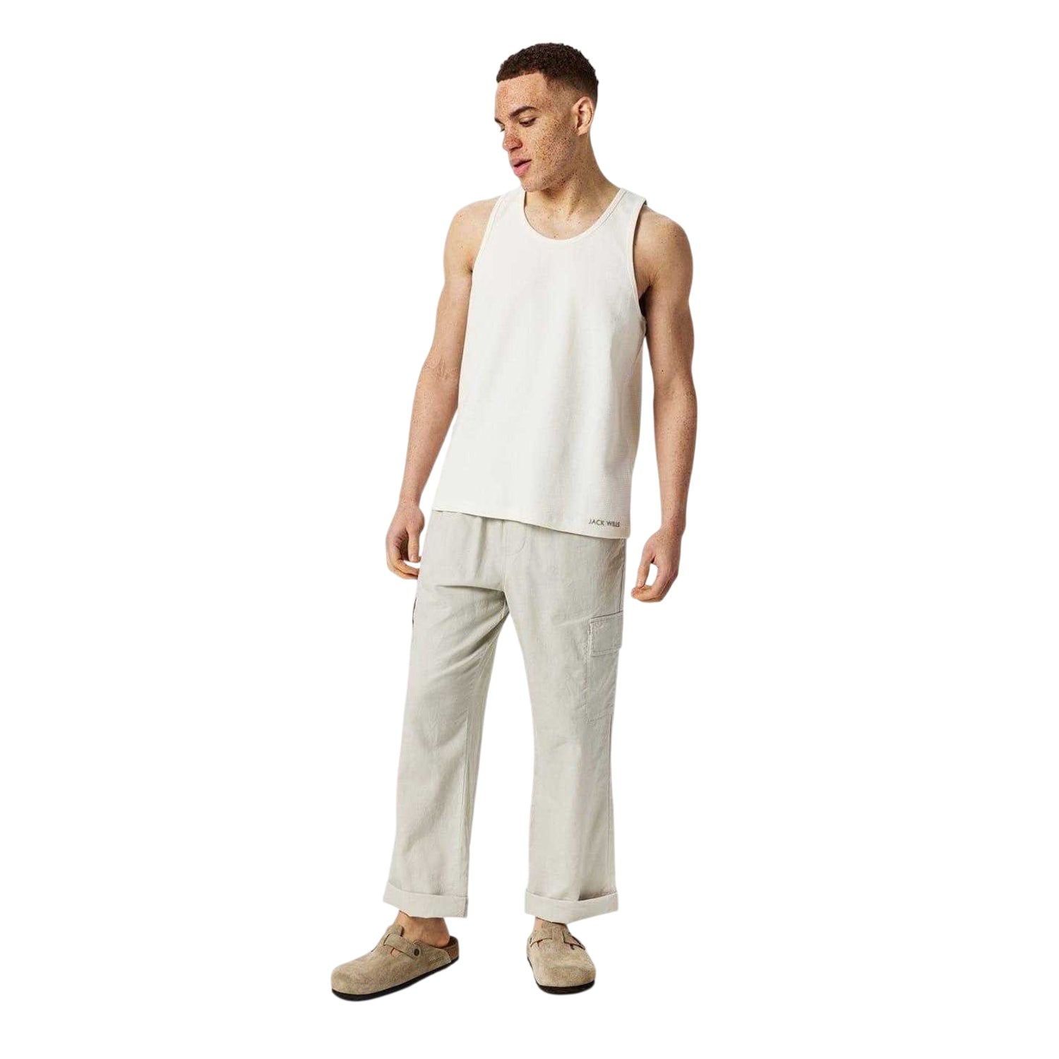 Bone - Lifestyle - Jack Wills Mens Textured Regular Vest Top