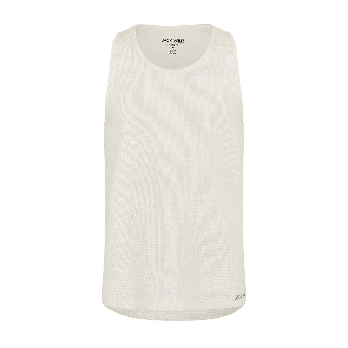 Bone - Front - Jack Wills Mens Textured Regular Vest Top