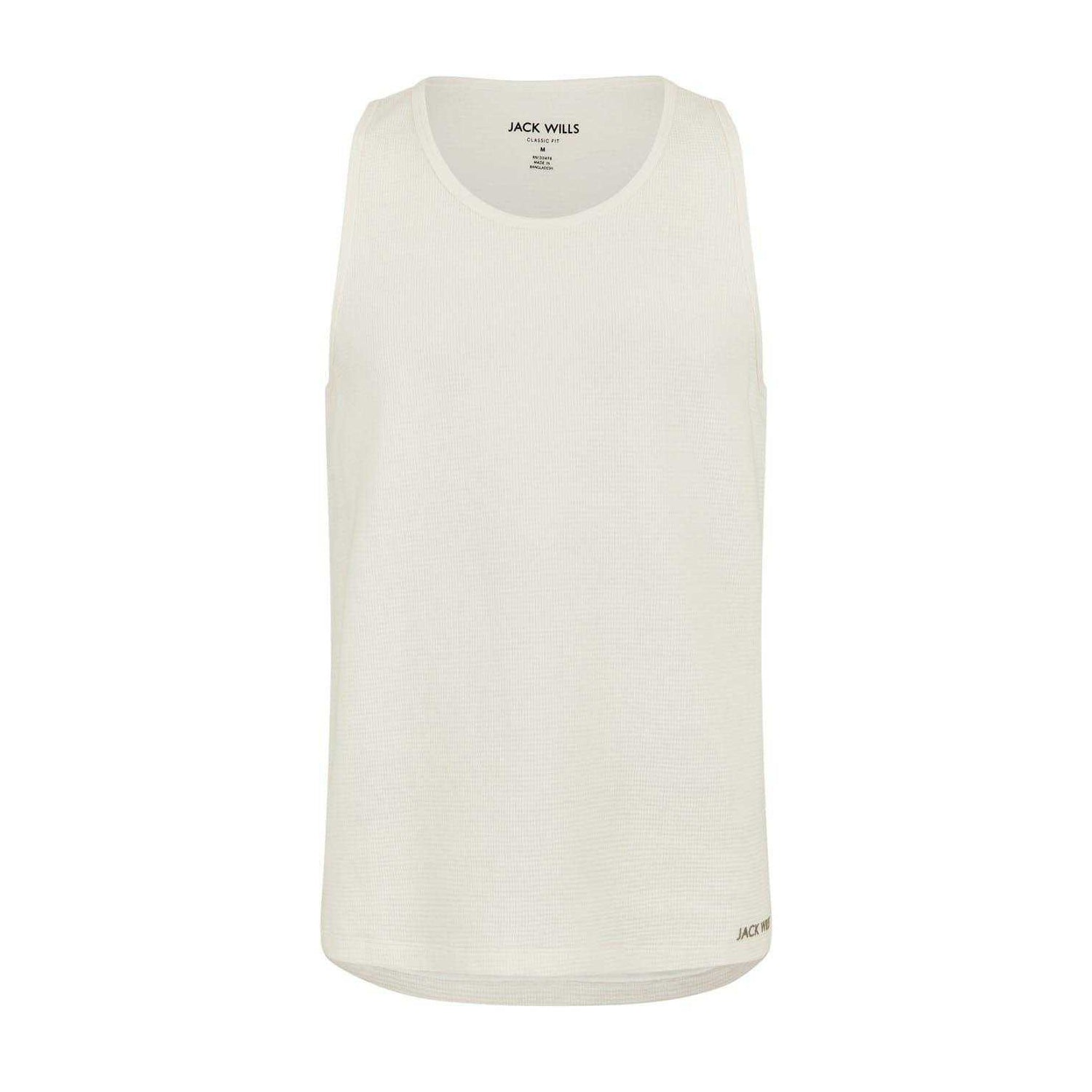 Bone - Front - Jack Wills Mens Textured Regular Vest Top