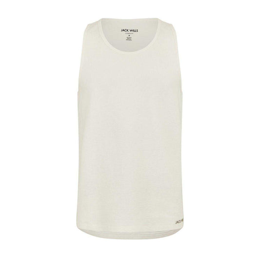 Bone - Front - Jack Wills Mens Textured Regular Vest Top
