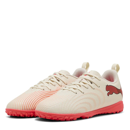 Almond-Red - Front - Puma Childrens-Kids Future 9 Play Astro Turf Trainers