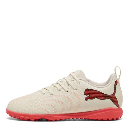 Almond-Red - Back - Puma Childrens-Kids Future 9 Play Astro Turf Trainers