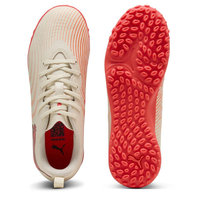 Almond-Red - Side - Puma Childrens-Kids Future 9 Play Astro Turf Trainers