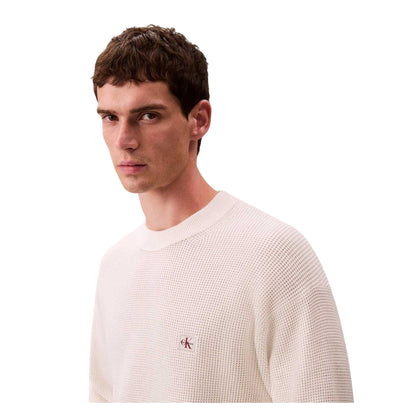 Tofu - Side - Calvin Klein Mens Waffle Crew Neck Jumper