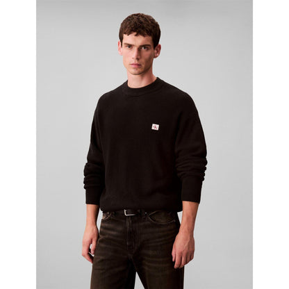Black - Back - Calvin Klein Mens Waffle Crew Neck Jumper