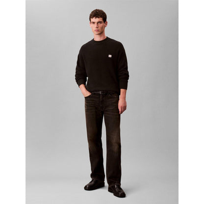 Black - Lifestyle - Calvin Klein Mens Waffle Crew Neck Jumper