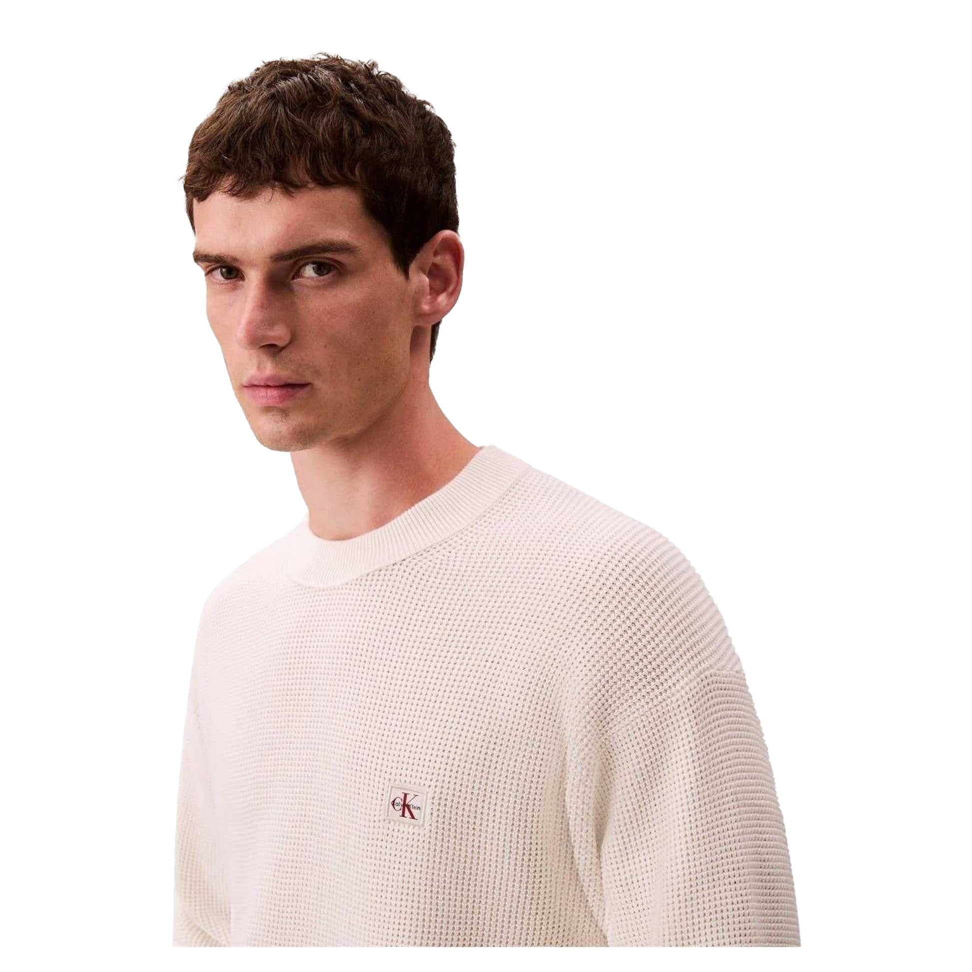 Calico - Side - Calvin Klein Mens Waffle Crew Neck Jumper