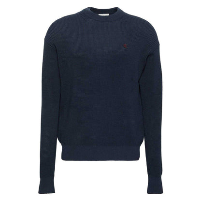 Dark Sapphire - Front - Calvin Klein Mens Waffle Crew Neck Jumper