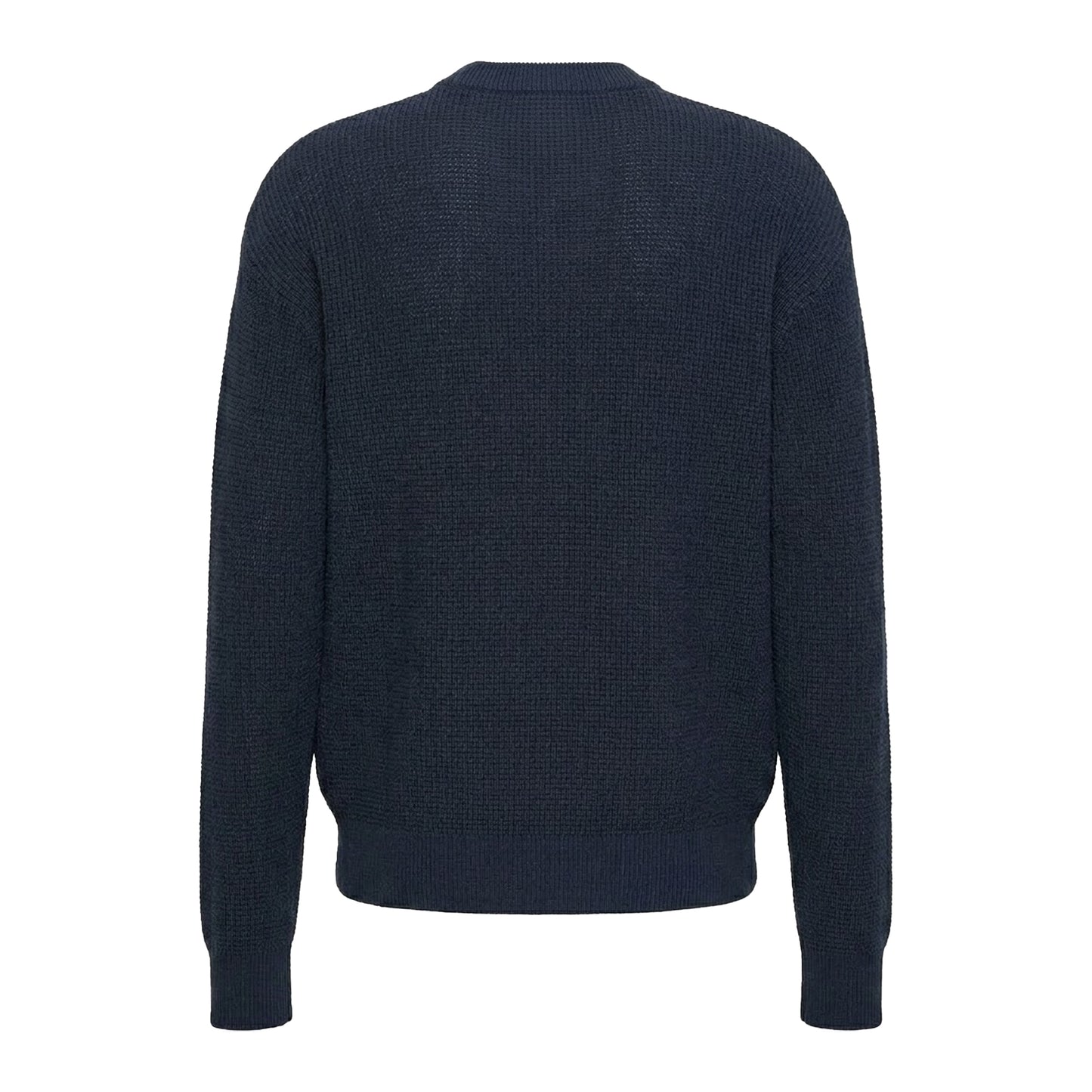 Dark Sapphire - Back - Calvin Klein Mens Waffle Crew Neck Jumper