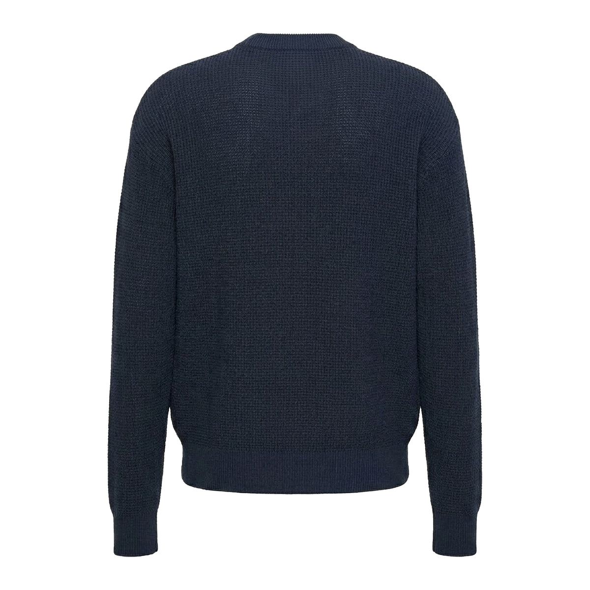 Dark Sapphire - Back - Calvin Klein Mens Waffle Crew Neck Jumper