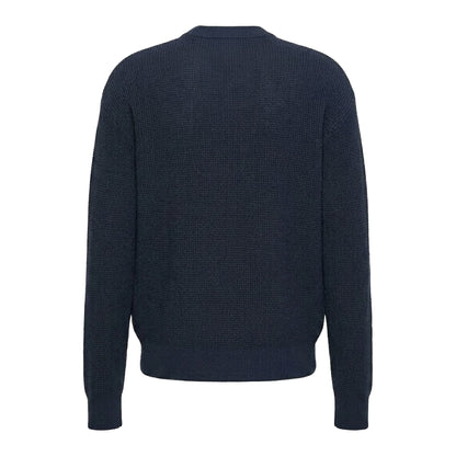 Dark Sapphire - Back - Calvin Klein Mens Waffle Crew Neck Jumper