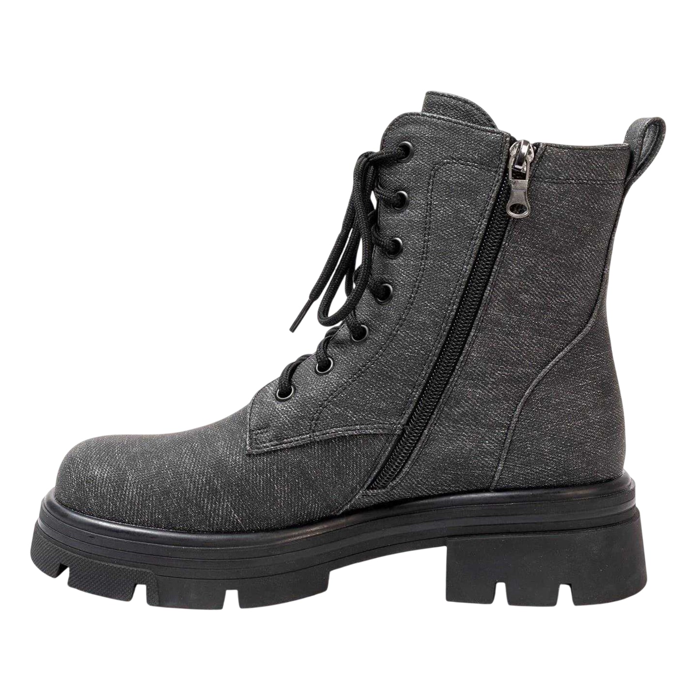 Black - Back - Miso Womens-Ladies Bella Low Block Heel Biker Boots