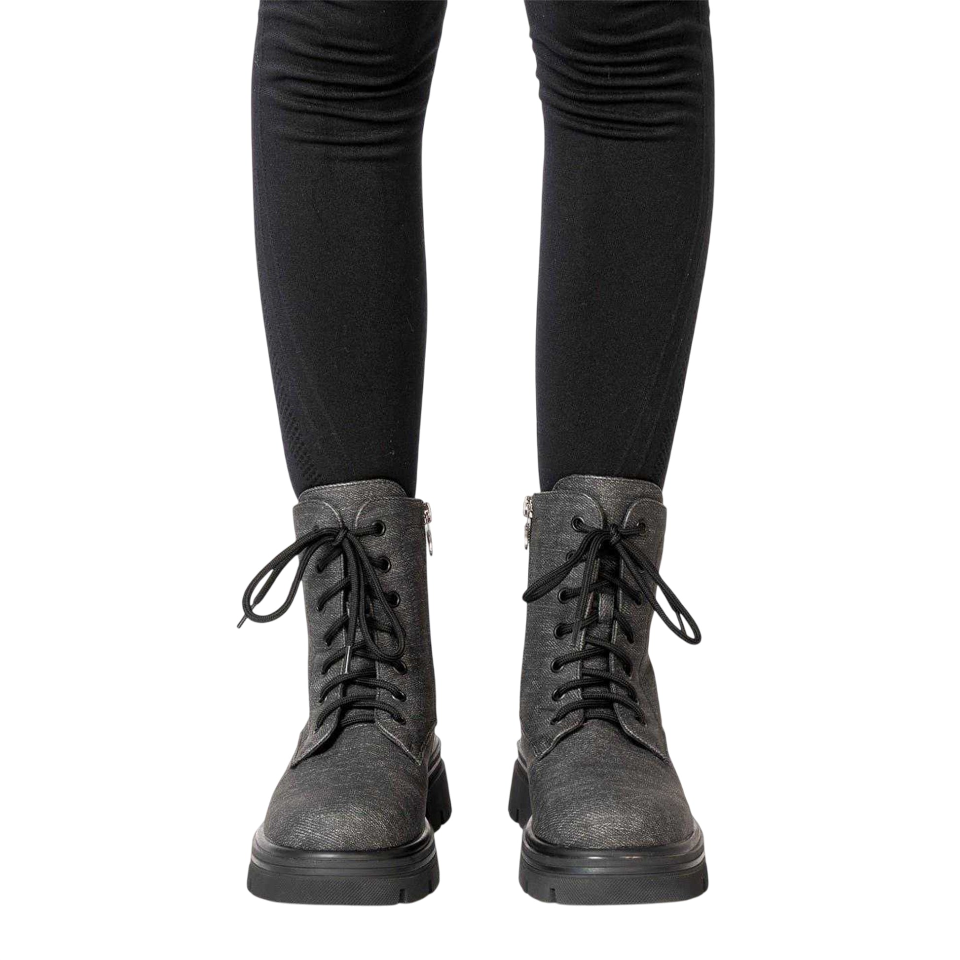 Black - Lifestyle - Miso Womens-Ladies Bella Low Block Heel Biker Boots