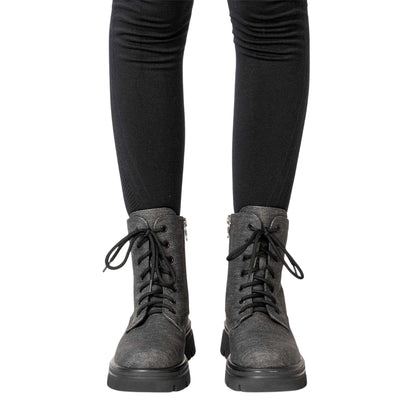 Black - Lifestyle - Miso Womens-Ladies Bella Low Block Heel Biker Boots