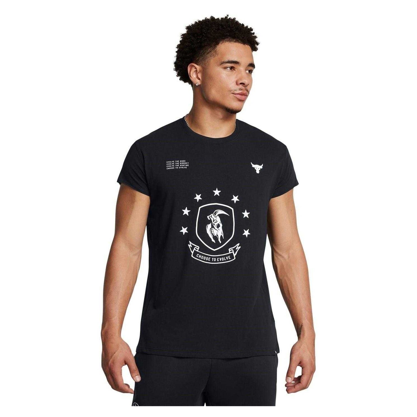 Black - Side - Under Armour Mens Project Rock T-Shirt