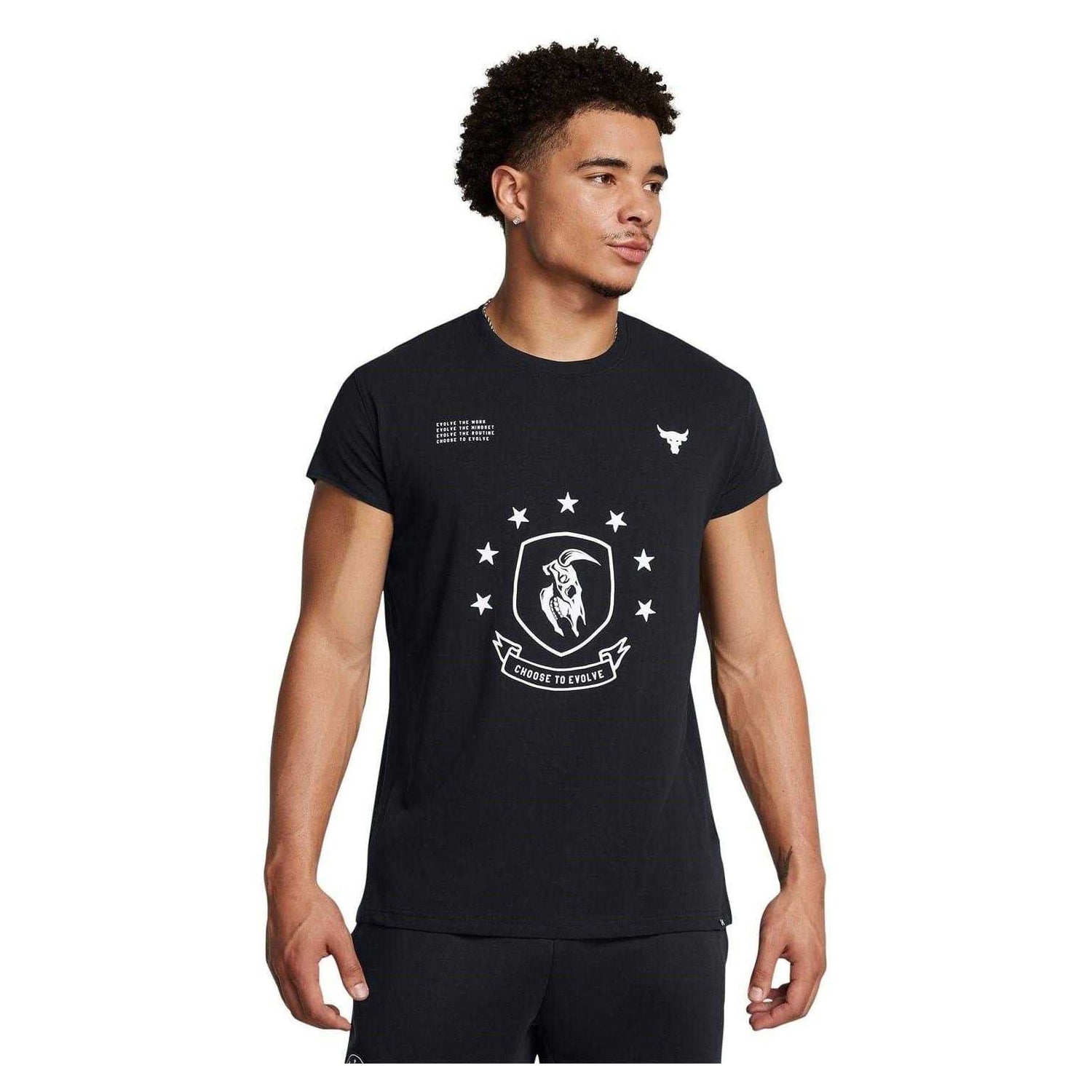 Black - Side - Under Armour Mens Project Rock T-Shirt