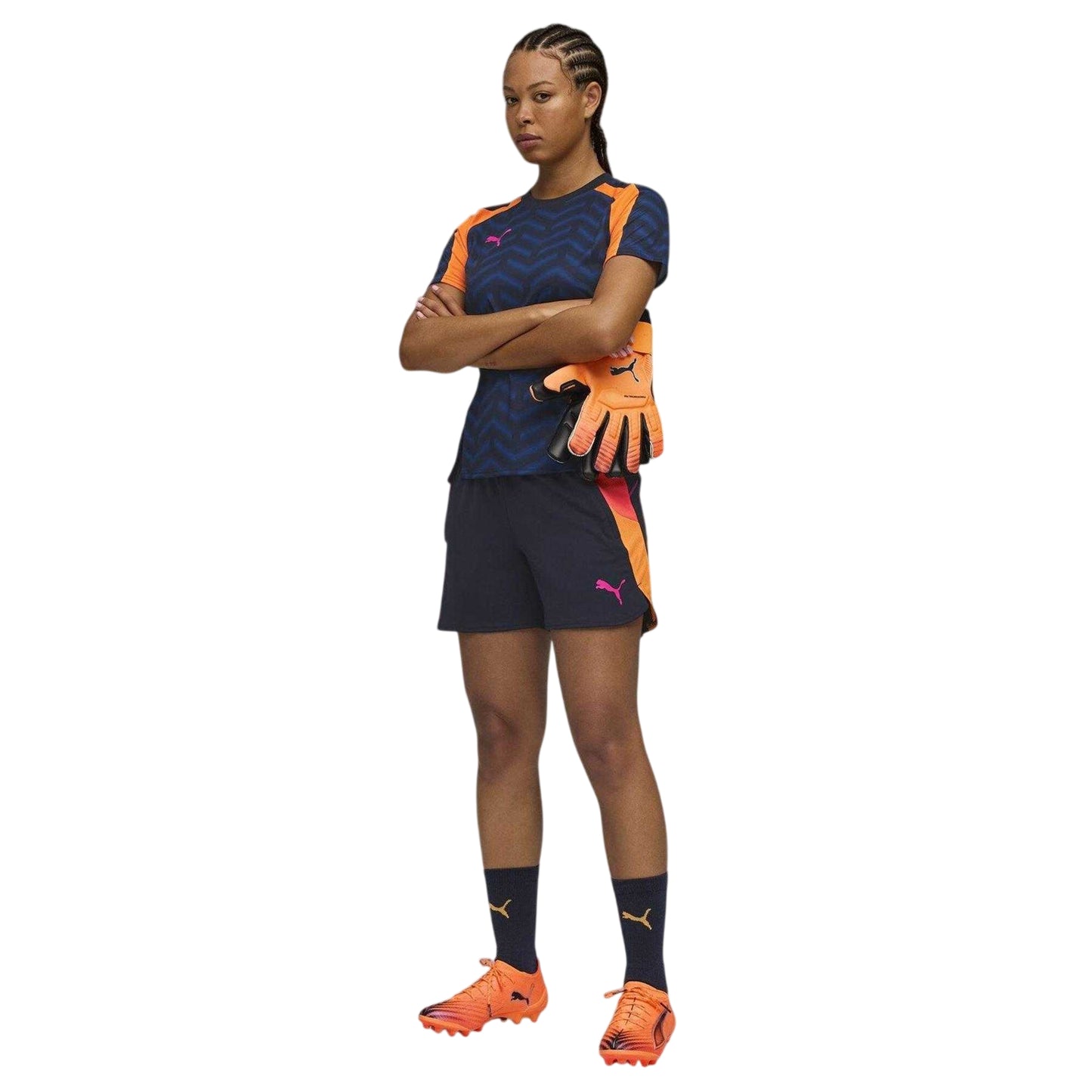 Navy-Orange - Side - Puma Womens-Ladies Training T-Shirt