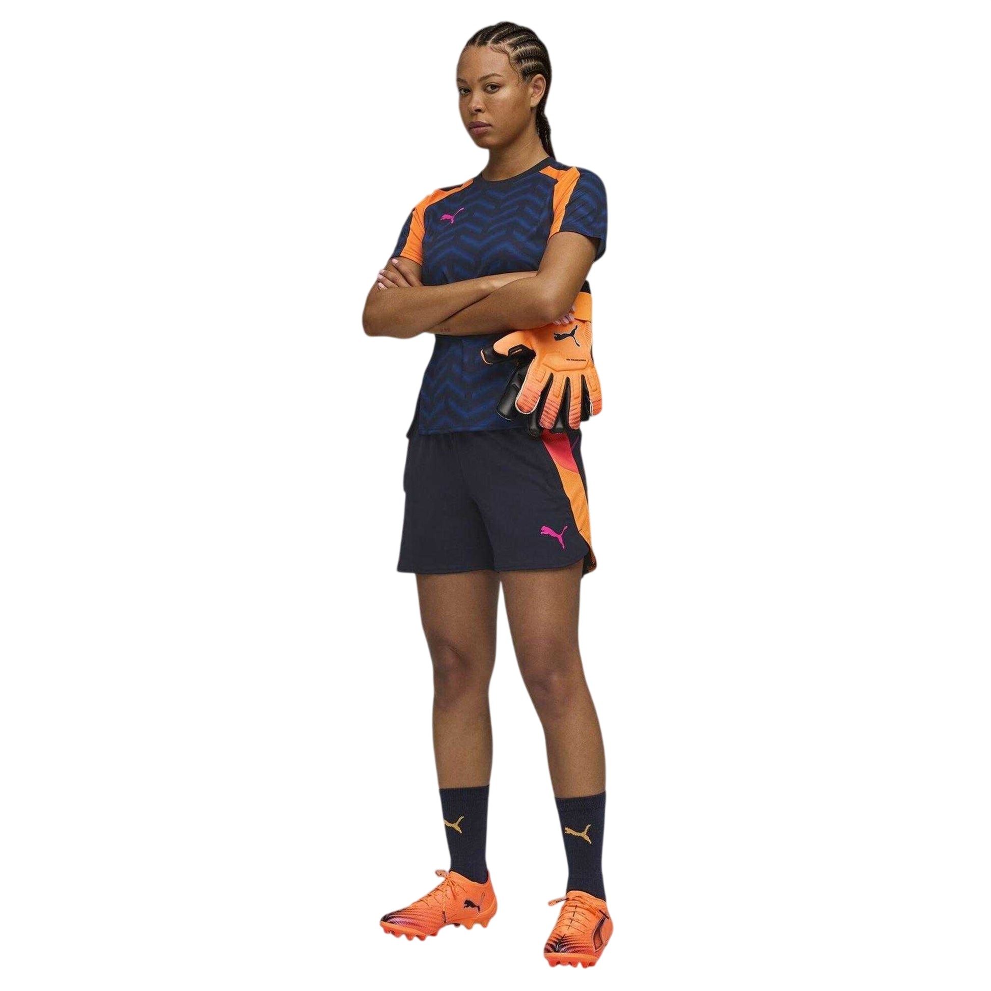Navy-Orange - Side - Puma Womens-Ladies Training T-Shirt
