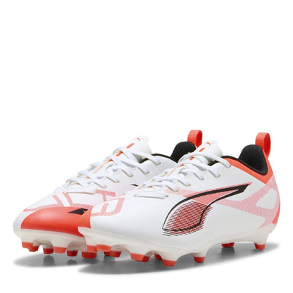 White-Red - Front - Puma Childrens-Kids Ultra 5 Play Firm Ground Football Boots