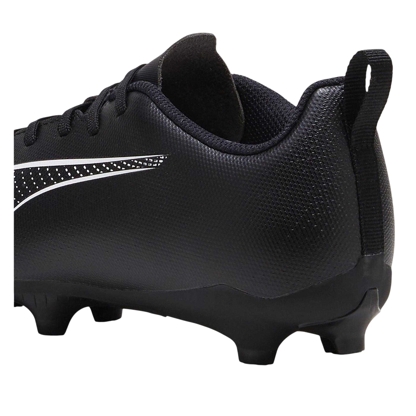 Black-White - Close up - Puma Childrens-Kids Ultra 5 Play Firm Ground Football Boots