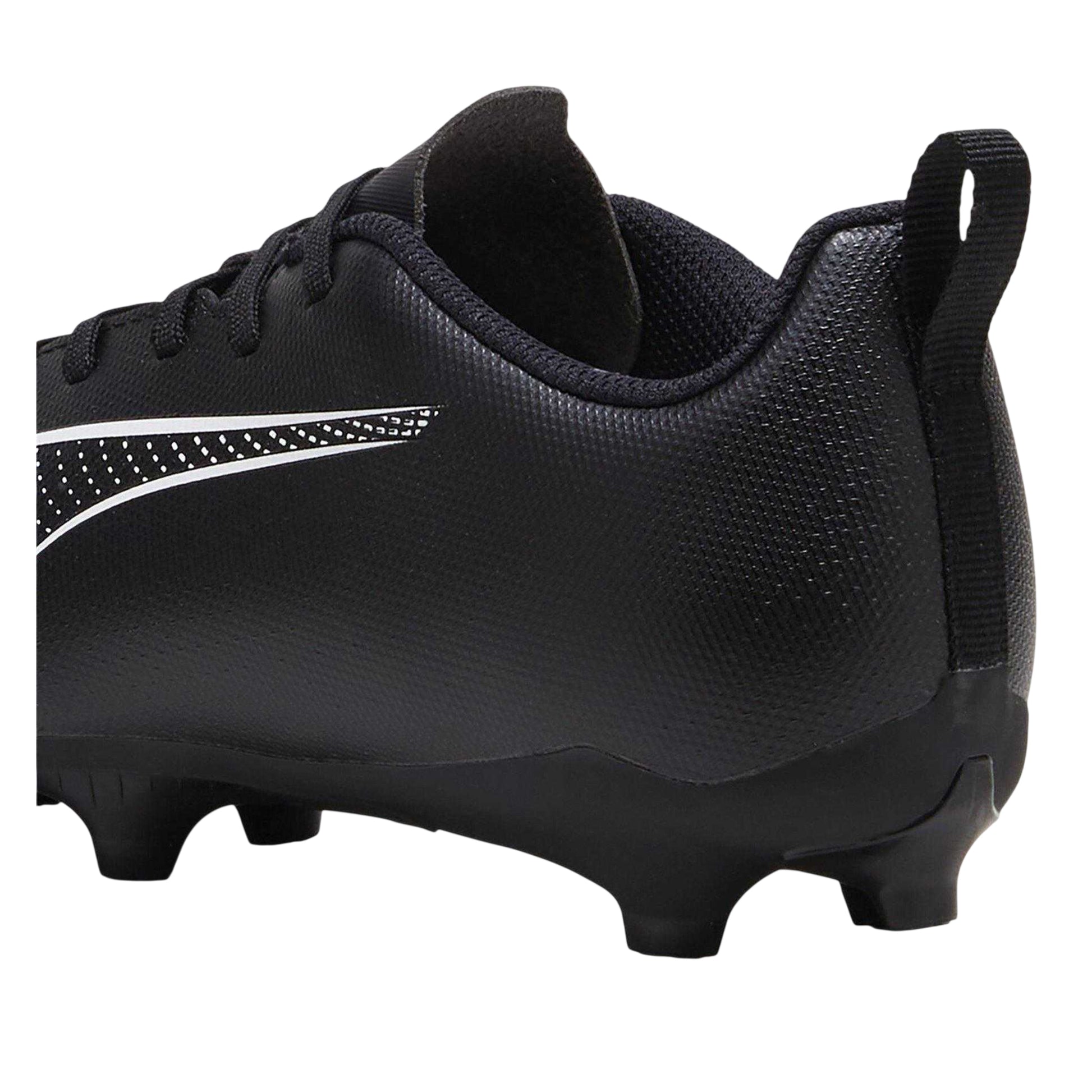 Black-White - Close up - Puma Childrens-Kids Ultra 5 Play Firm Ground Football Boots