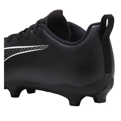 Black-White - Close up - Puma Childrens-Kids Ultra 5 Play Firm Ground Football Boots
