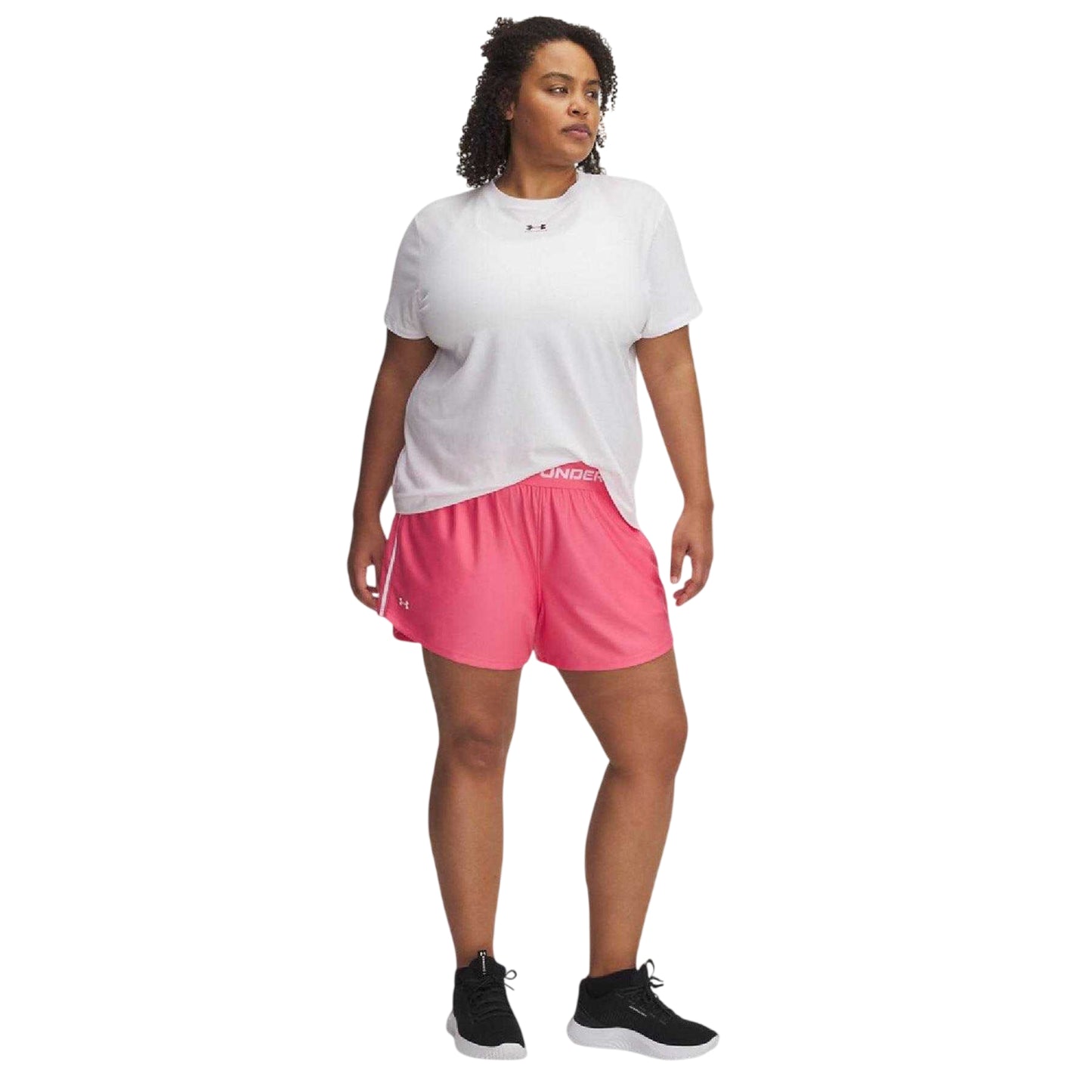 Pink - Side - Under Armour Womens-Ladies Play Up Shorts