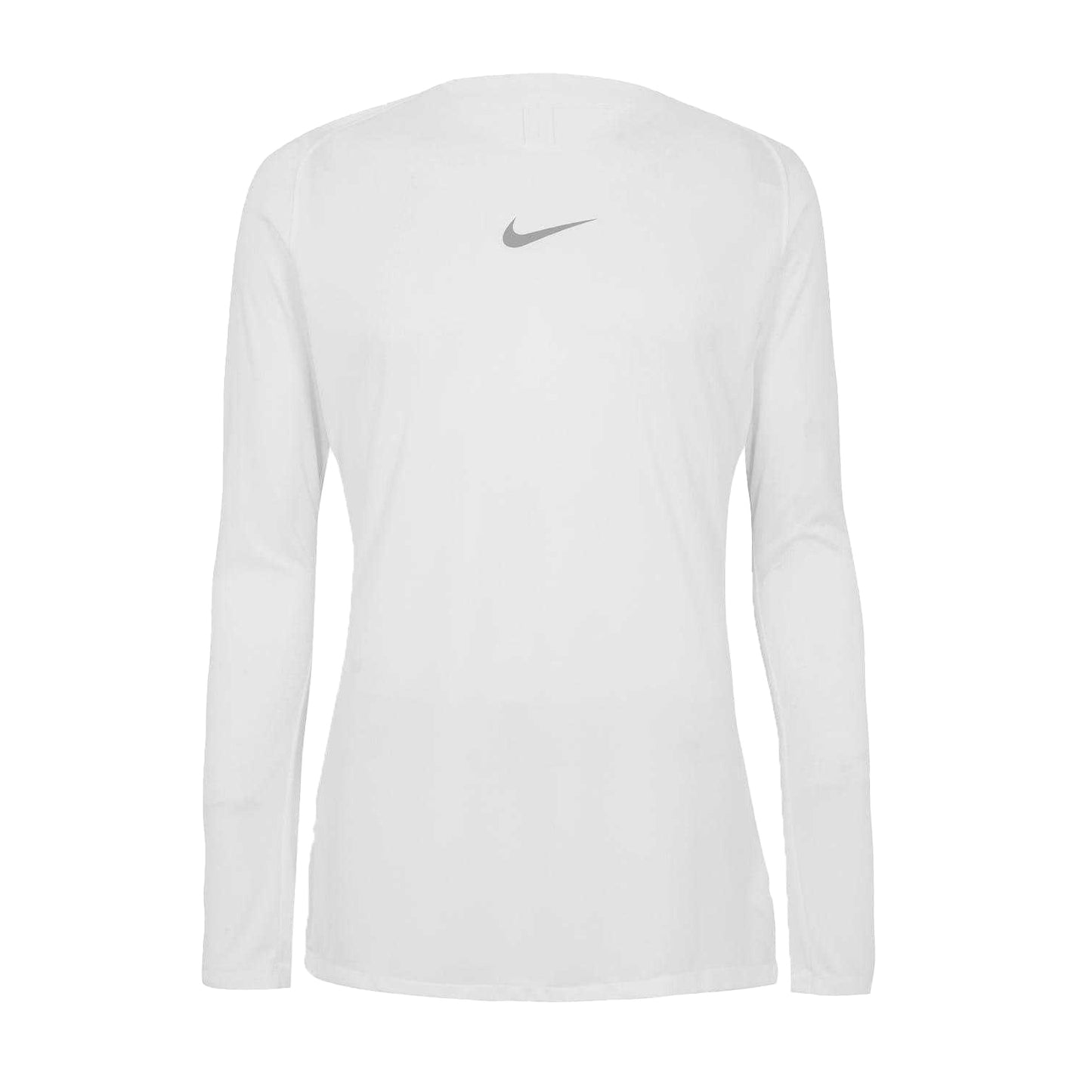 White-Cool Grey - Front - Nike Womens-Ladies Crew Neck Slim Long-Sleeved Base Layer Top