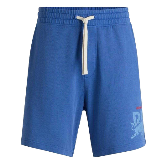 Medium Blue - Front - Hugo Mens Washed Elasticated Waist Relaxed Fit Sweat Shorts