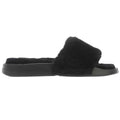 Black - Side - FitFlop Womens-Ladies iQushion Shearling Sliders