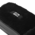 Black - Pack Shot - FitFlop Womens-Ladies iQushion Shearling Sliders