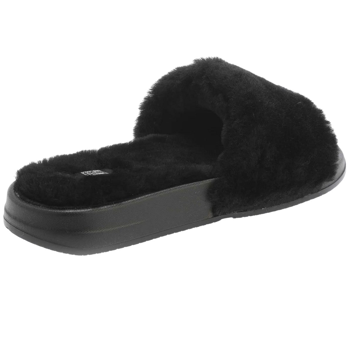 Black - Back - FitFlop Womens-Ladies iQushion Shearling Sliders