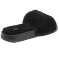 Black - Back - FitFlop Womens-Ladies iQushion Shearling Sliders