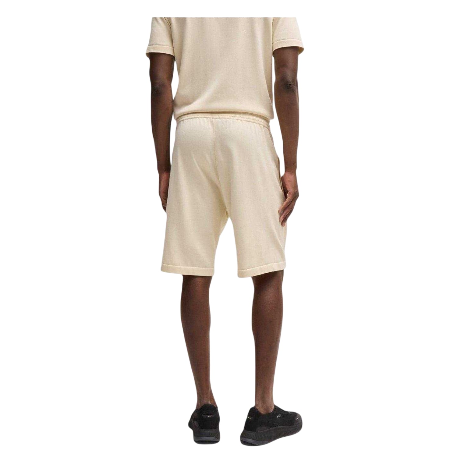 White - Back - Boss Mens Tolli Knitted Sweat Shorts