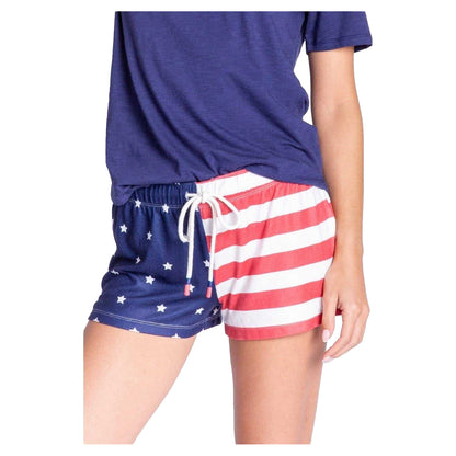 Navy-White-Blue - Back - PJ Salvage Womens-Ladies Rad Stars & Stripes Lounge Shorts