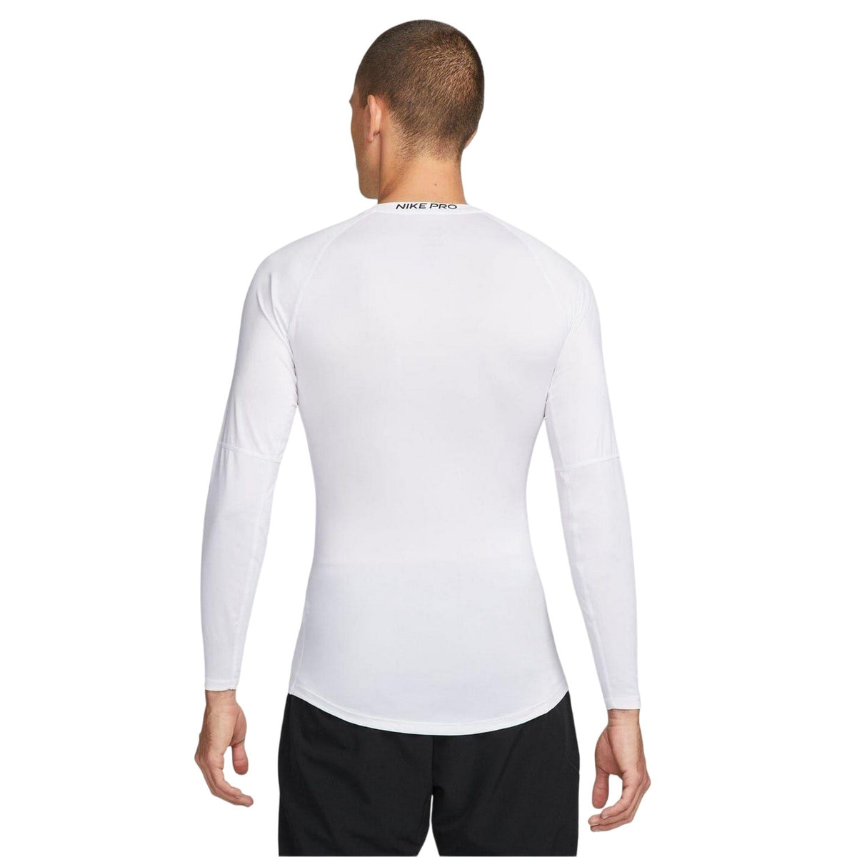 White-Black - Back - Nike Mens Pro Lettering Print Athletic Base Layer Top