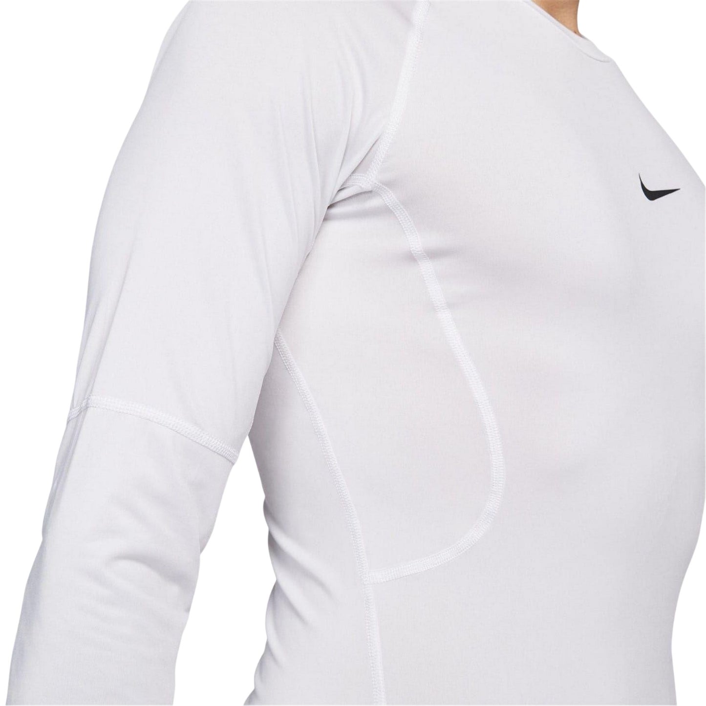 White-Black - Lifestyle - Nike Mens Pro Lettering Print Athletic Base Layer Top