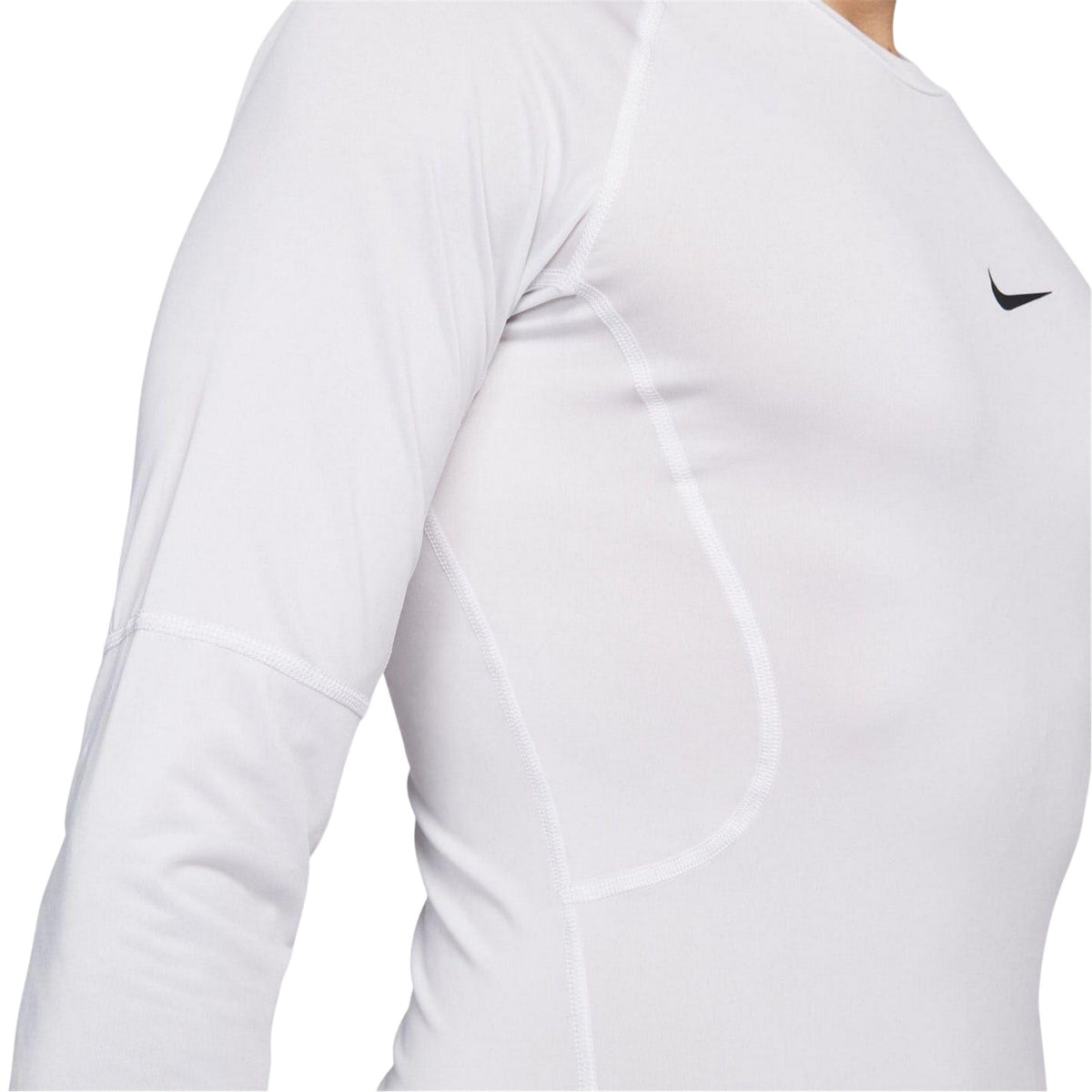 White-Black - Lifestyle - Nike Mens Pro Lettering Print Athletic Base Layer Top