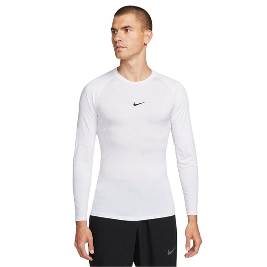 White-Black - Front - Nike Mens Pro Lettering Print Athletic Base Layer Top