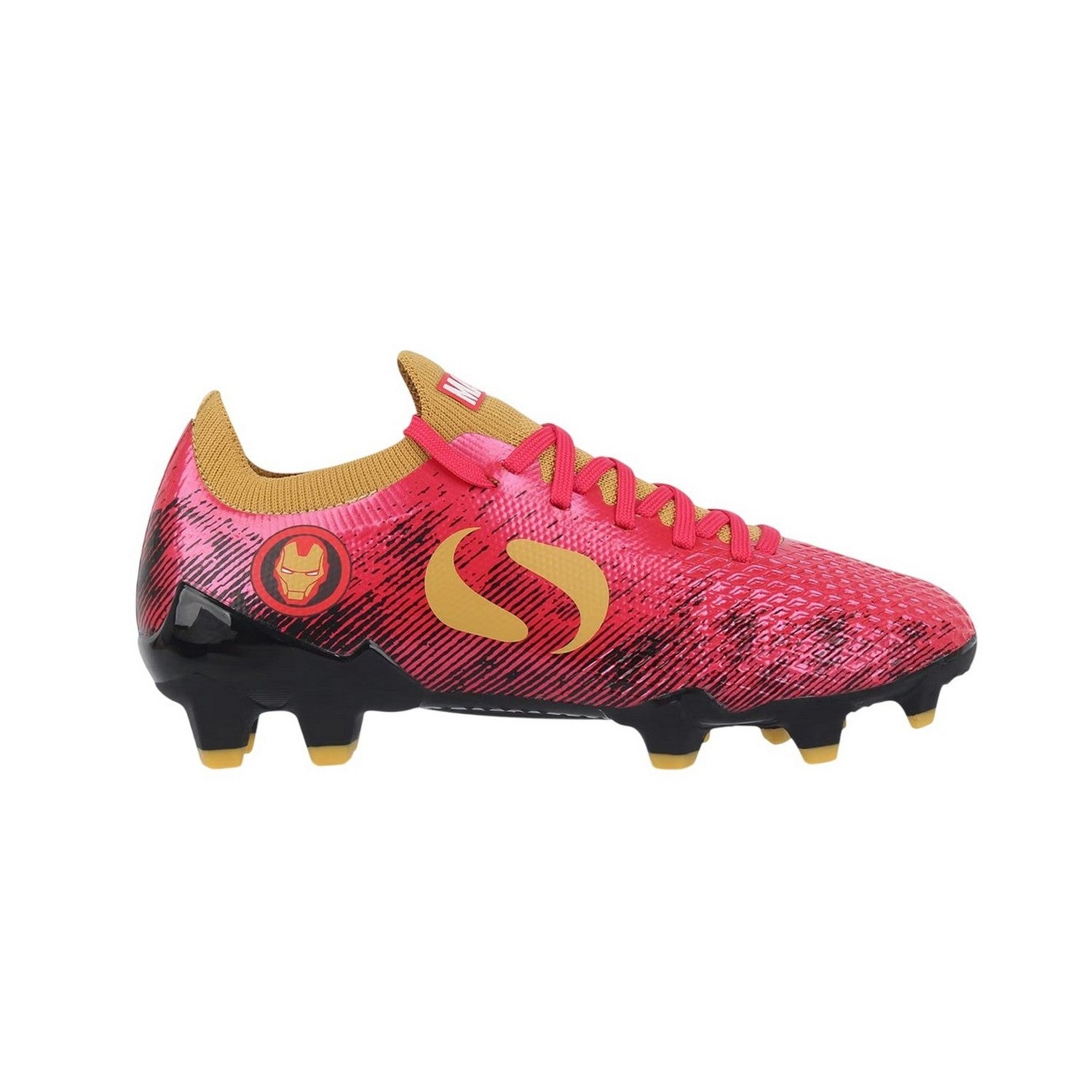 Red-Gold - Front - Sondico Childrens-Kids Blaze Iron Man Firm Ground Football Boots
