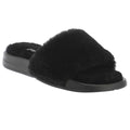 Black - Front - FitFlop Womens-Ladies iQushion Shearling Sliders