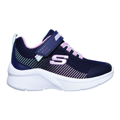 Lavender-Navy - Back - Skechers Girls Microspec Diagonal Stripe Trainers